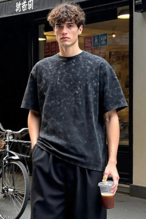 Black Acid Wash Oversized T-Shirt