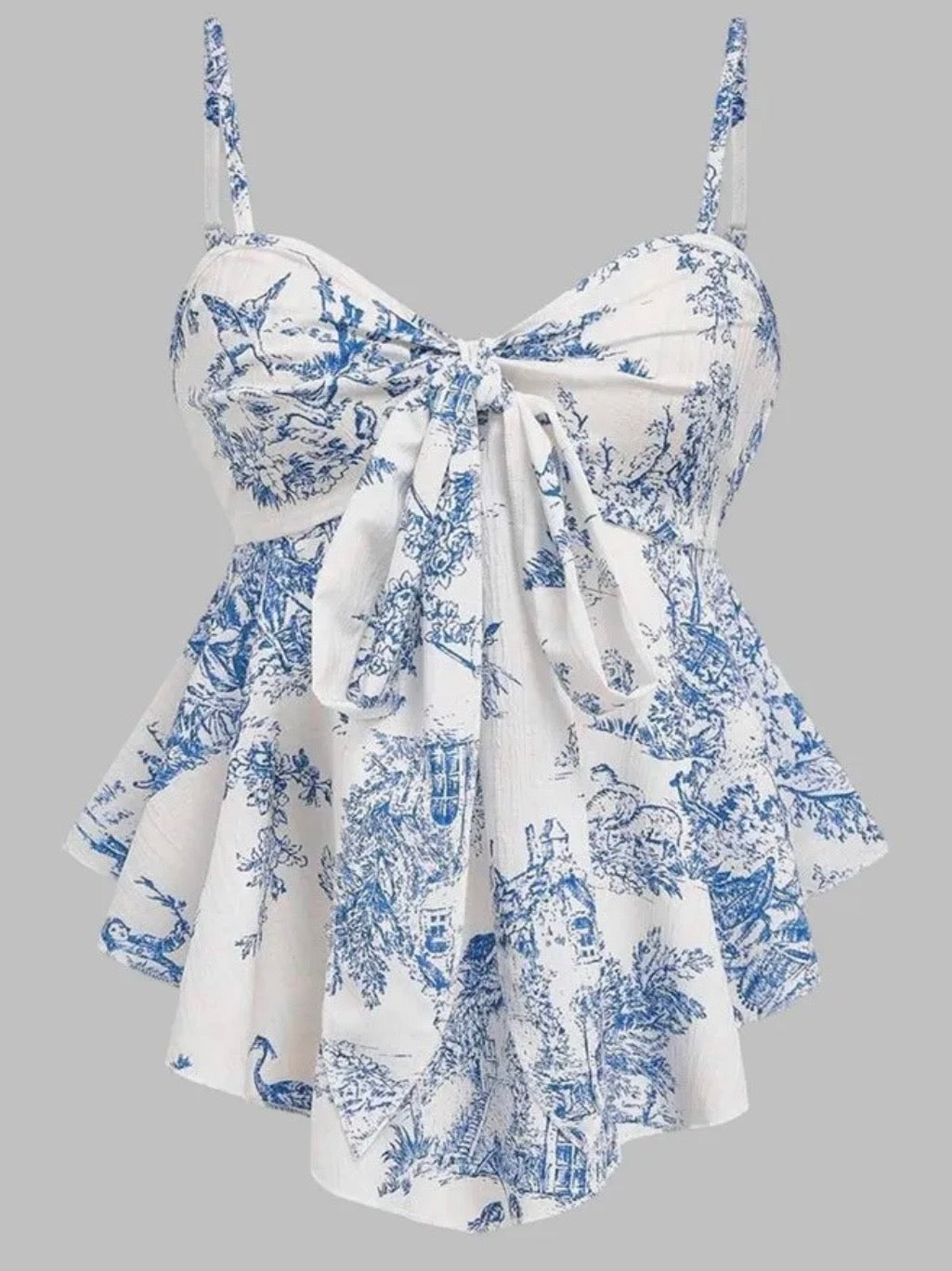Peplum Sleeveless Tie Up Top