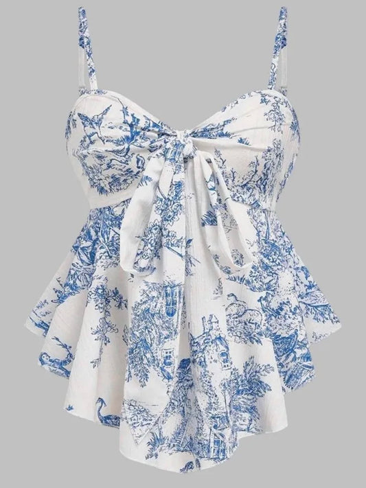Peplum Sleeveless Tie Up Top