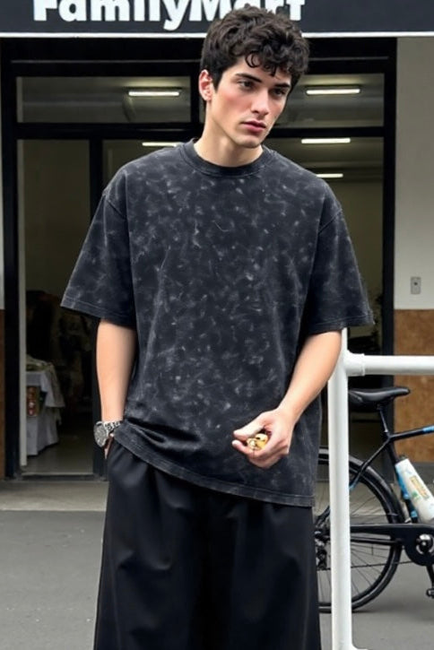 Black Acid Wash Oversized T-Shirt